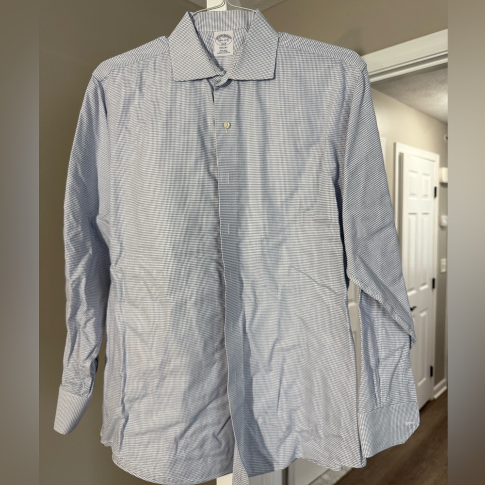 Brooks Brothers Blue Checkered Dress Shirt